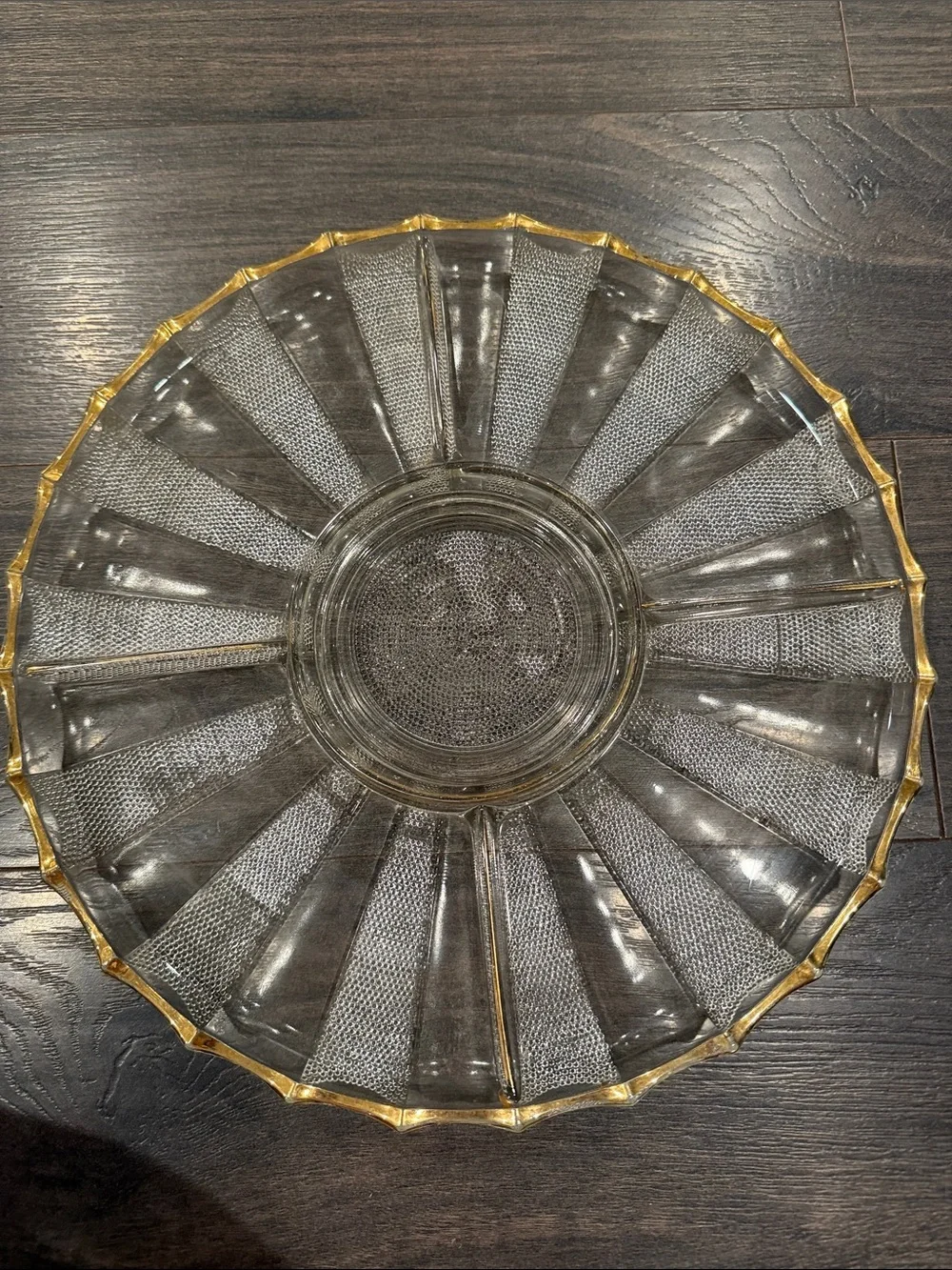 Clear Glass Serving Platter with Gold Rim 8:5
